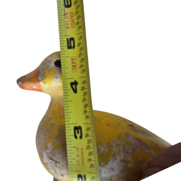 Vintage Yellow Duck Figurine Rustic Patina Paint Chipping Farmhouse Decor - Picture 11 of 16